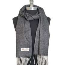 Men&#39;s 100% CASHMERE Scarf Black / Gray Herring Bone Twill Design #L101 - £7.42 GBP