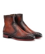 Paul Parkman Mens Shoes Boots Brown Leather Side-Zipper Handmade BT269BRW - $981.13 CAD