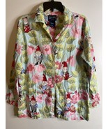 Nick & Nora Women Gnome Floral Long Sleeve Collar Button Pockets Sleep Shirt Med - £15.65 GBP