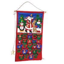 Vintage Hanging Christmas Advent Countdown Calendar Patchwork Felt Fabric Santa - £21.25 GBP