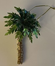 Tropical Palm Tree Hanging Christmas Ornament Green Leaves Coconuts Gold Trunk - £9.47 GBP