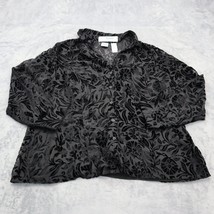 Emma James Shirt Women 16W Gray Black Long Sleeve Button Up Plus Size Floral - £20.49 GBP