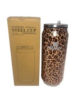 Stanley Stainless Steel Tumbler Cup with Straw 15 Oz. Leopard Print NEW - £27.16 GBP