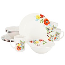 Gibson Home Color Floral 12 Piece Fine Ceramic Dinnerware Set in Multi - $62.99