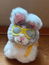 Small Hallmark Gray &amp; White Plush Groovy Easter Bunny Rabbit w Yellow Sunglasses - £8.17 GBP