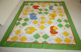 Thats Our Baby Quilt Fabric Panel Green Polka Dots Animals Chick Puppy Bunny VTG - £20.88 GBP