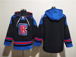 Men&#39;s Los Angeles Clippers Blank Black Blue Lace-Up Pullover Hoodie - $1,425.21 MXN