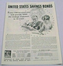 1936 Print Ad United States Savings Bonds Father &amp; Son Invest for College - £10.08 GBP