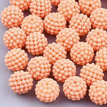 Berry Beads Orange Bumpy Rubberized Acrylic Raspberry 12mm Bubblegum Fruit 10pcs - £1.87 GBP