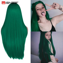 Dark Green Long Straight Synthetic Wig Ombre Hair For Women Middle Part ... - £39.11 GBP