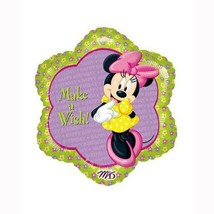 Minnie Mouse Make a Wish Flower Foil Mylar Balloon 1 Ct Party Supplies 18&quot; New - £3.15 GBP