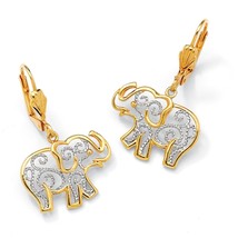 18K Gold Plated Filigree Elephant Drop Pierced Earrings - £87.92 GBP