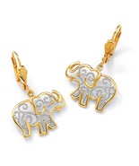 18K GOLD PLATED FILIGREE ELEPHANT DROP PIERCED EARRINGS - £86.04 GBP