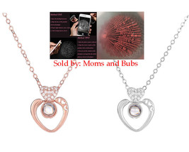 Rhinestone Heart Love Pendant Projection Necklace I love you in 100 Lang... - $154.79 MXN