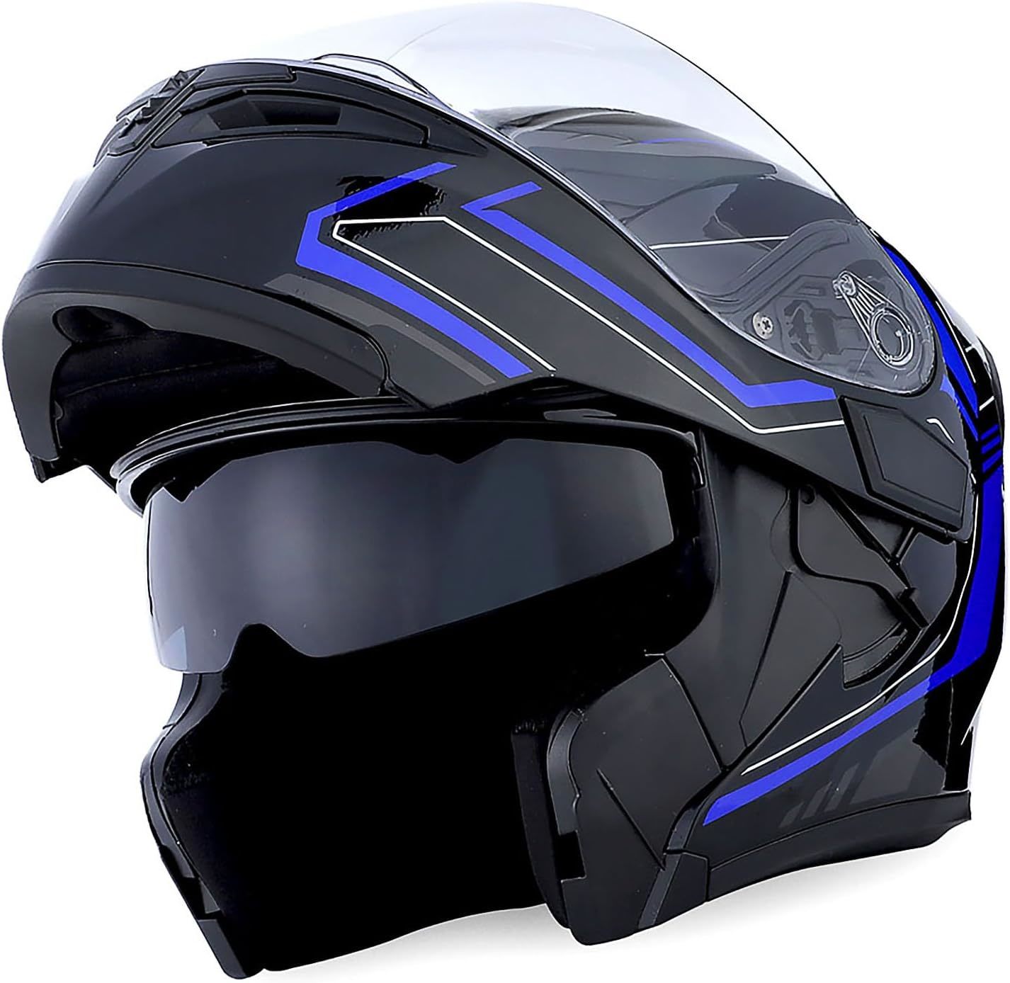 1storm motorcycle modular full face helmet flip up dual visor sun shield hb89 hotsell