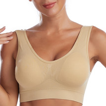 Compression Wirefree High Support Bra for Women Everyday Wear Exercise Beige - £10.15 GBP
