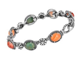 American West Sterling Multi Gemstone Link Bracelet Sizes S, - £315.26 GBP