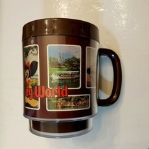 Walt Disney World Thermo-serv Coffee Mug MCM VTG Park Pictures Brown Plastic Cup - $14.85