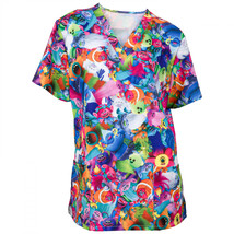 Trolls Poppy and Friends V-Neck Scrubs Top Multi-Color - £25.94 GBP+