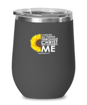 Wine Glass Tumbler Stainless Steel Funny Philippians 4:13 Motivational Saying  - £26.75 GBP