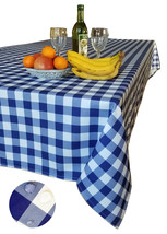 Tektrum 52&quot;X70&quot; Rectangle Tablecloth-Waterproof/Spill Proof-Blue/White Checker - £17.39 GBP