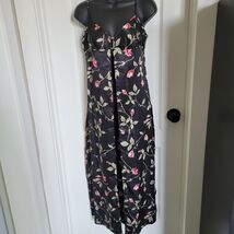 Fredericks Of Hollywood Long Chemise Nightgown Med Black Satin Open Slip... - $39.59