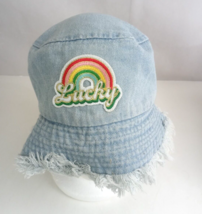 Claire’s Women’s Lucky Rainbow Patch Retro Denim 100% Cotton Fringe Bucket Hat - £7.65 GBP