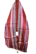 VTG RETRO Echo Scarf NWT 1970s Oblong Striped Deep Red Aqua 54x8 Rayon - $21.38