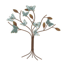 15 Inch Metal Rust Butterfly Tree Wall Sculpture Home Decor Hanging Art Statue - £26.21 GBP