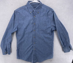 LL Bean Chambray Shirt Men’s Small Blue Outdoor Trim Western Hiking Casual - $27.71