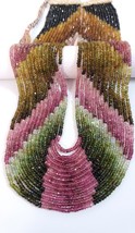 Natural Multi Color Tourmaline Beads Necklace, Faceted Tourmaline Rondelle Beads - £260.09 GBP+
