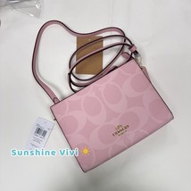NWT Coach Slim Crossbody Bag In Signature Canvas CAR12 Gold/Powder Pink - $206.07 CAD
