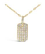 Elegant 18k Yellow Gold Diamond Studded Dog Tag Pendant Necklace - £263.44 GBP