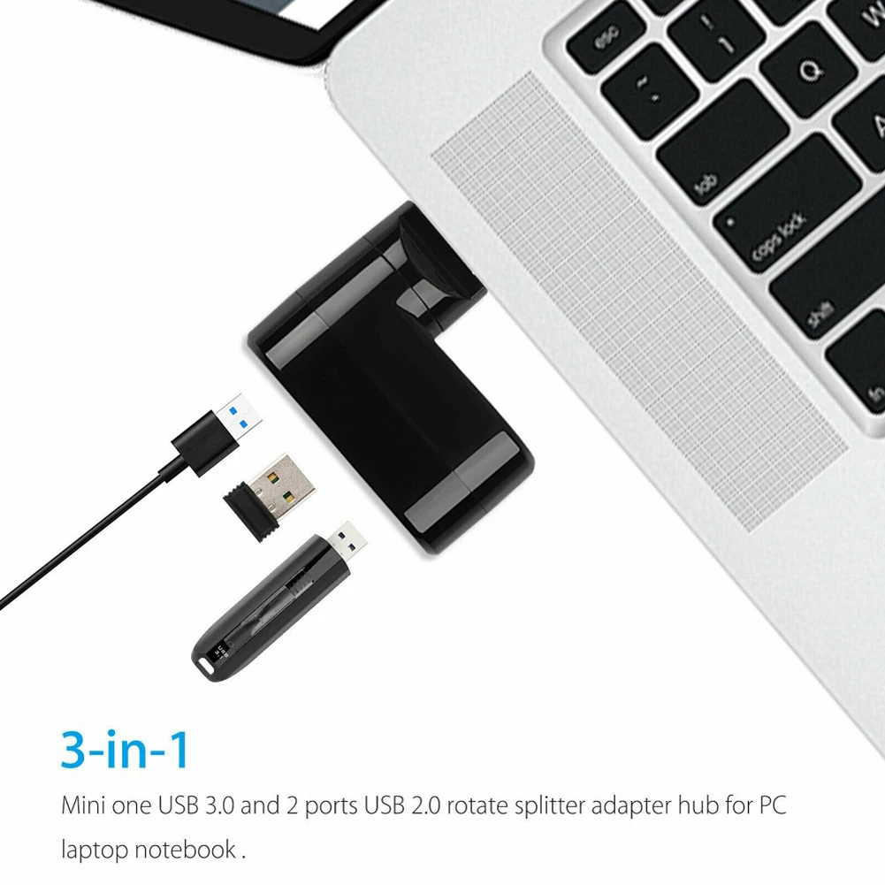 House Home Mini 2.0/3.0 USB Hub Rotatable 3 Port Data Transfer Splitter Adapter  - £19.65 GBP