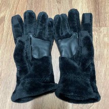 Lands End Black Winter Faux Fur Smart Touch Gloves Womens Size Large - $23.76