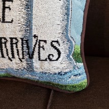 Needlepoint Accent Pillow, A Mans Home Is His Castle Until The Queen Arrives image 3