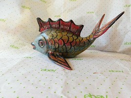 Mexican Polychrome Folk Art Hand Carved Painted Wooden Small Fish Mexico    #1 - £42.78 GBP