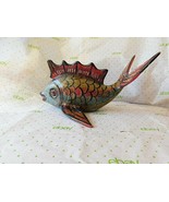 Mexican Polychrome Folk Art Hand Carved Painted Wooden Small Fish Mexico... - £41.81 GBP