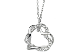 Crystals From Swarovski Starlet Double Heart Necklace Sterling Silver Overlay - £28.90 GBP