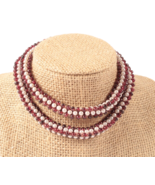 26 Inch Necklace Chenille Craft Beads White and Brown Handmade - €10,51 EUR