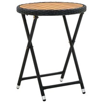  Tea Table Black PE Rattan Small Foldable Tea Table Round - $134.49
