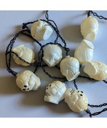 Vtg Halloween String Light Set of 10 Blow Mold Skeleton Skull Tested Wor... - $12.82