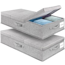 Underbed Storage Containers Bin With Lids (Set Of 2) Large Under Bed Storage Org - £51.95 GBP