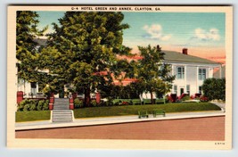 Hotel Green And Annex Clayton Georgia Postcard Unposted Linen Building Vintage - £8.07 GBP