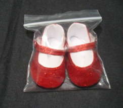 Red Glitter Mary Janes for American Girl 18&quot; Doll Shoes - £11.88 GBP