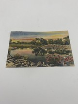 Vintage lithograph postcard Woodland Park Mineral Wells Texas 1940s Linen - $4.99