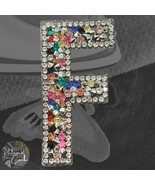 Letter F Multicolor Rhinestone Iron On Patch Applique Embellishment - $4.00