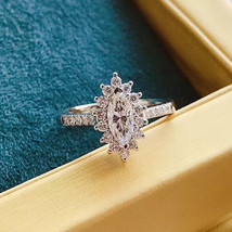 2.20Ct Marquise Cut Natural Moissanite Engagement Ring 14K White Gold Pl... - $205.69