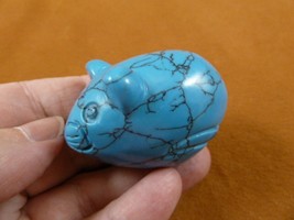 Y-MOU-705) plump little blue Howlite Roly Poly house Mouse Mice gemstone... - $17.53