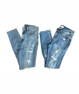 Abercrombie &amp; Fitch Super Skinny Distressed Jeans Lot of 2 Mid High Rise... - $49.49